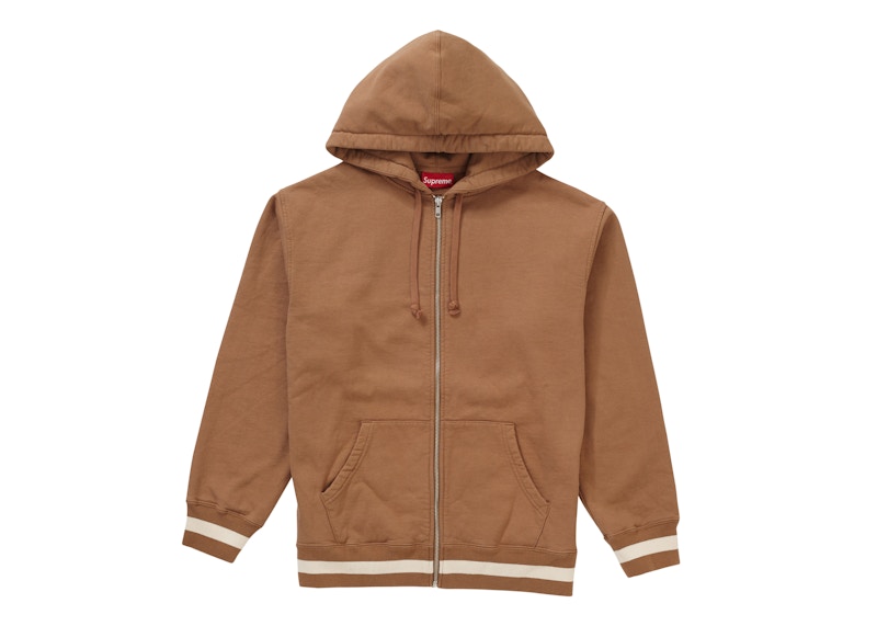 Supreme Old English Stripe Zip Up Sweatshirt Brown