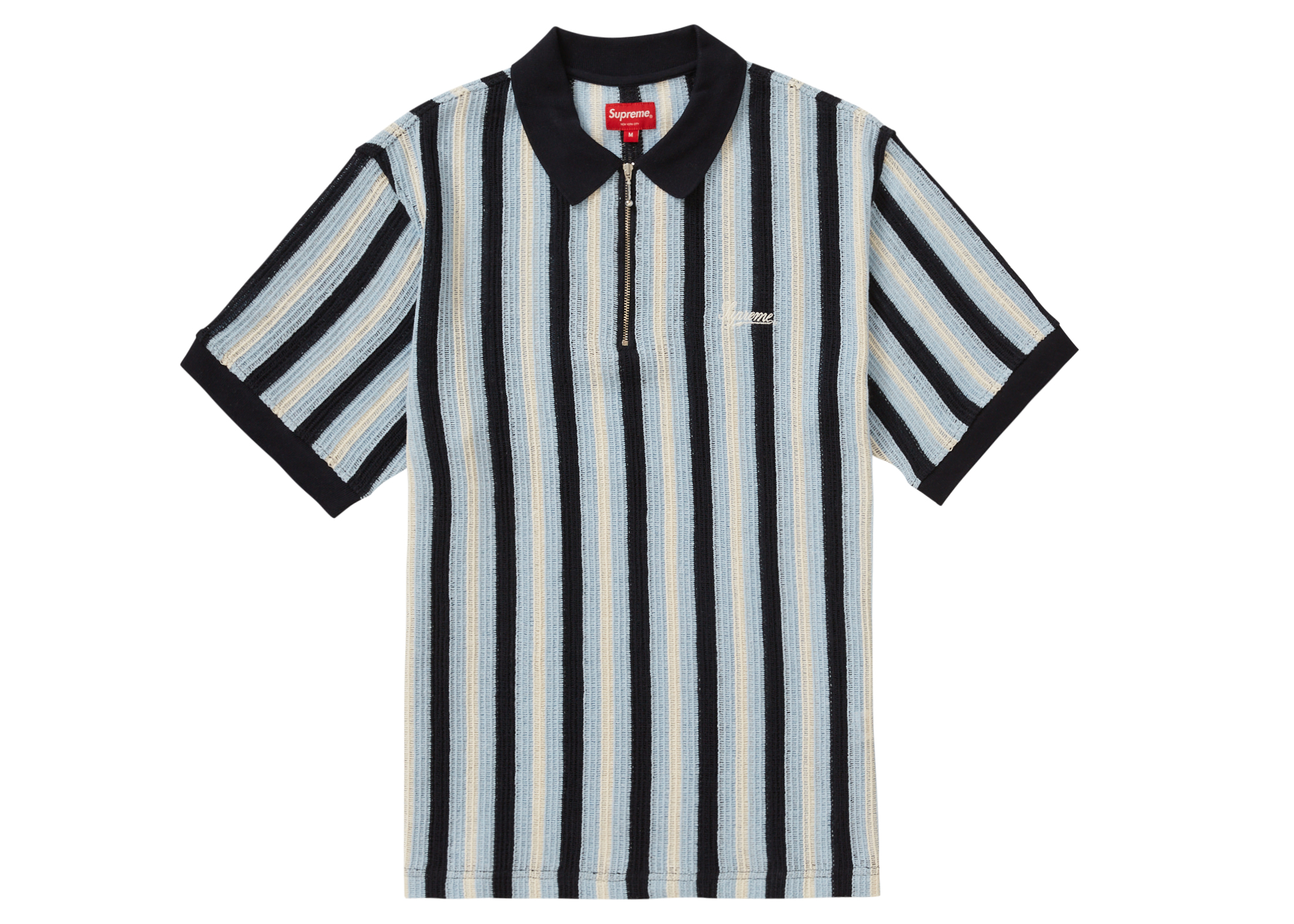 2XL(3L)買得Supreme Open Knit Stripe Zip Polo XXLサイズ ポロシャツ 