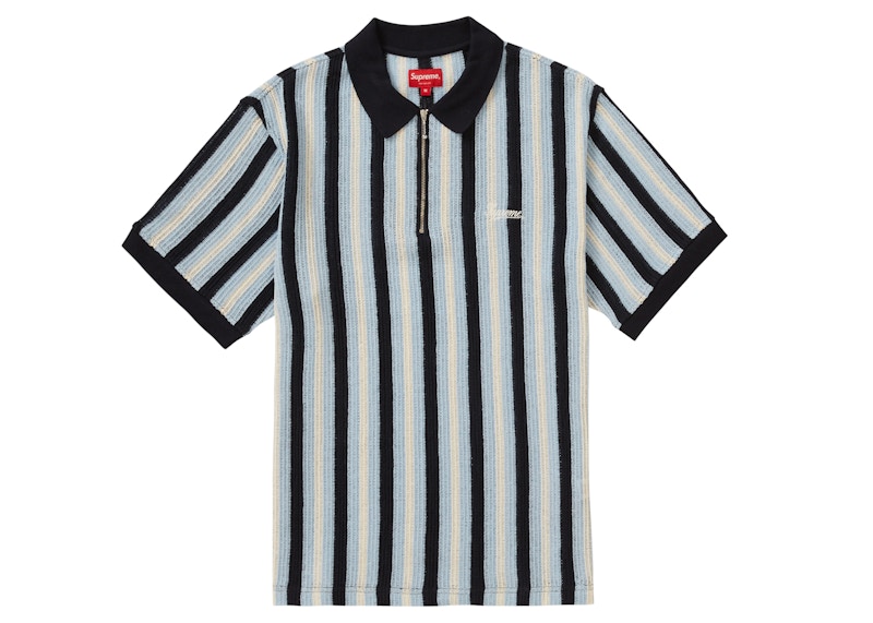 Supreme Open Knit Stripe Zip Polo Orange Men's - SS22 - US