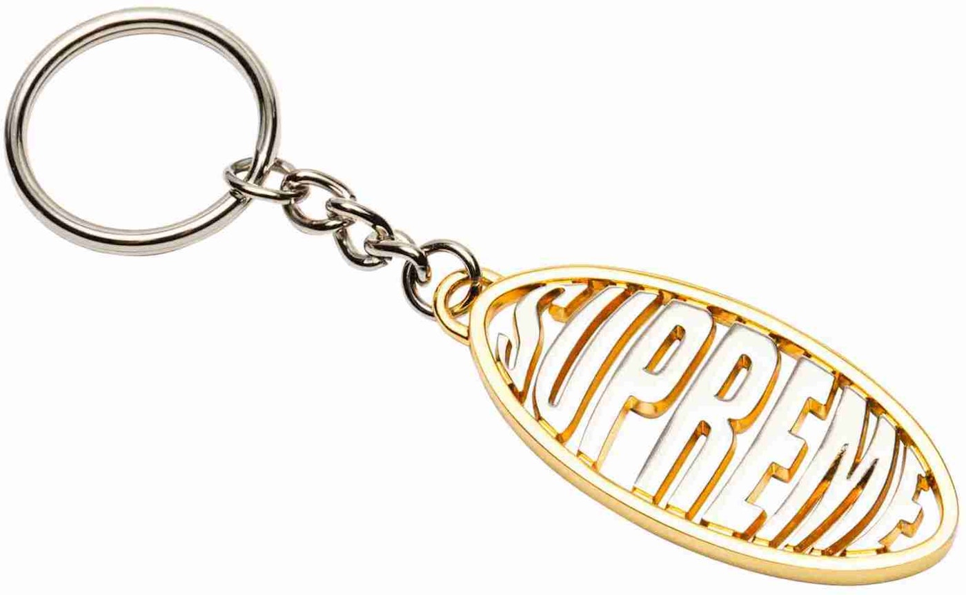 Supreme Oval Logo Keychain Silver - SS17