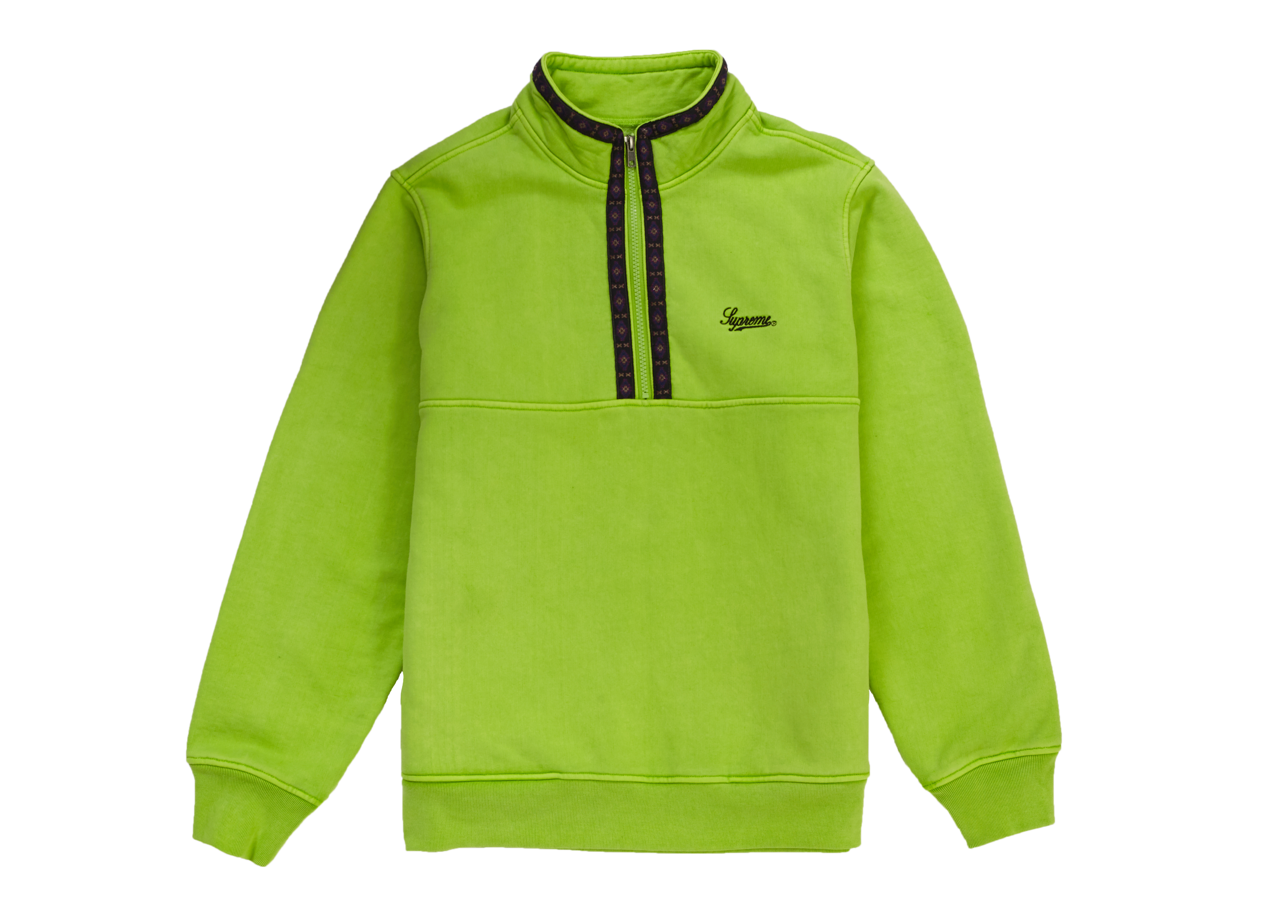 Supreme Overdyed Half Zip Sweatshirt Lime メンズ - FW18 - JP