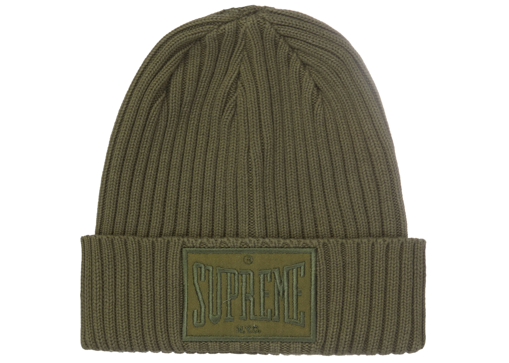 Supreme Overdyed Patch Beanie Olive - FW22 - ES