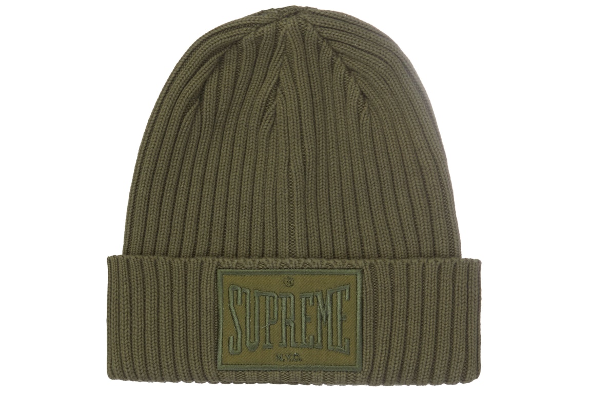 Pre-owned Supreme Overdyed Patch Beanie Olive