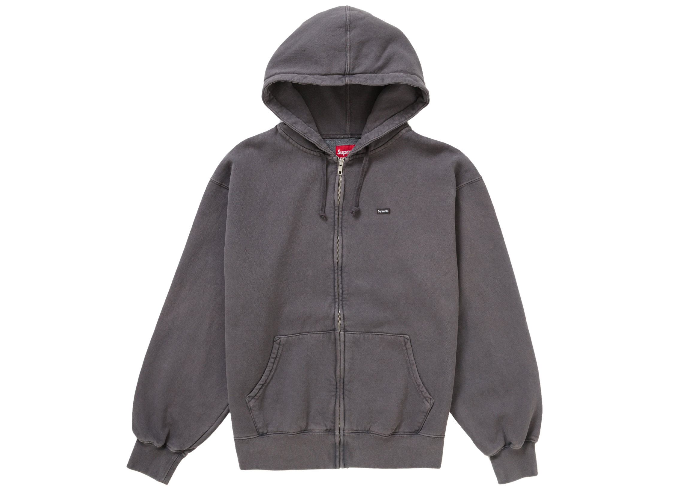 Supreme Overdyed Small Box Zip-Up Hooded Sweatshirt Charcoal