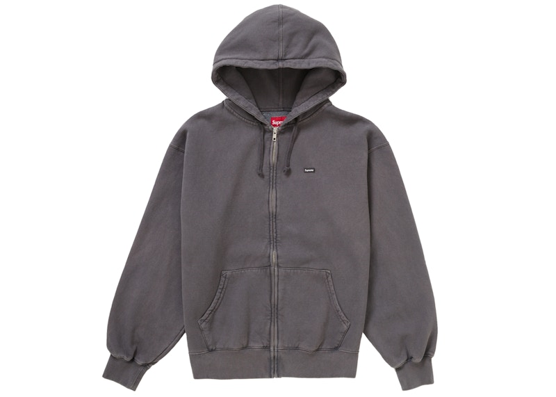 Supreme Overdyed Small Box Zip-Up Hooded Sweatshirt Charcoal Men's ...