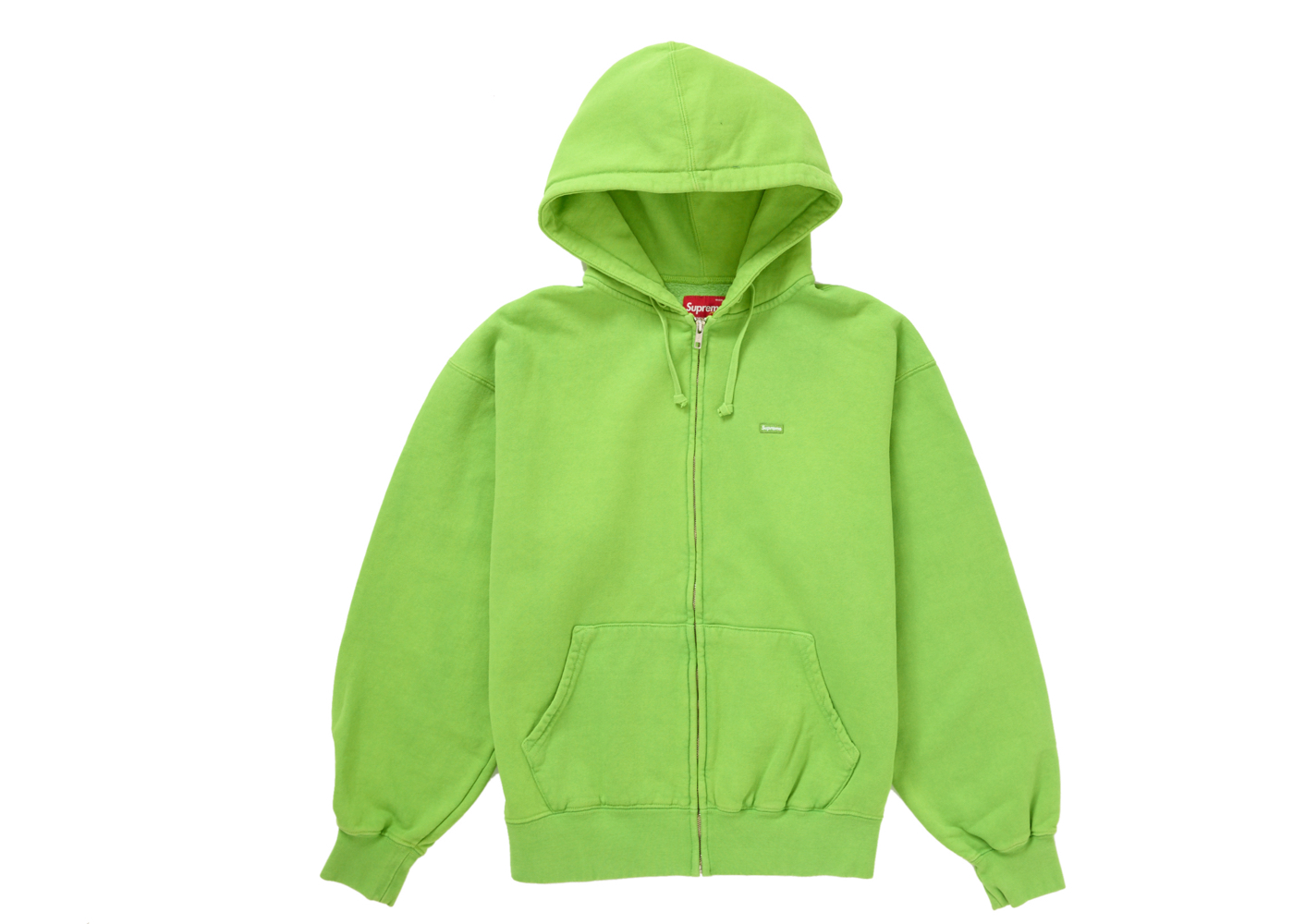 Supreme Overdyed Small Box Zip-Up Hooded Sweatshirt Lime
