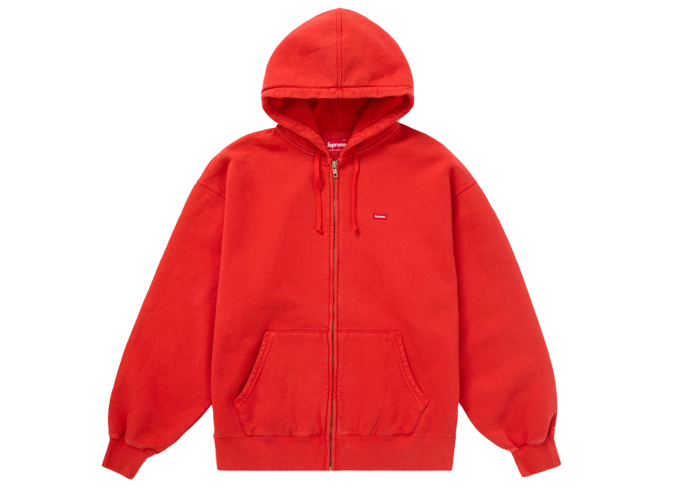 Supreme Overdyed Small Box Zip-Up Hooded Sweatshirt Red