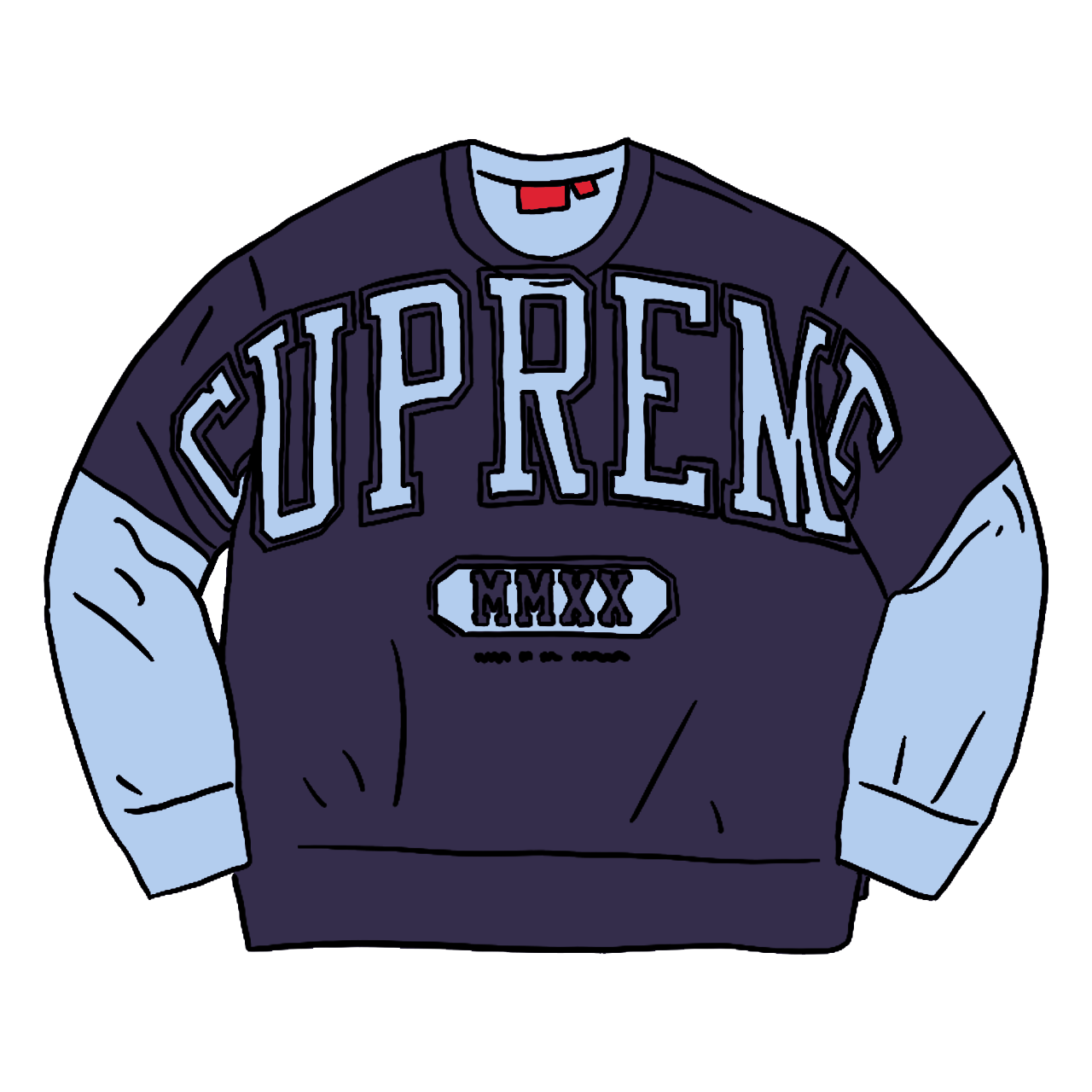 Supreme Overprint Crewneck Ice Blue