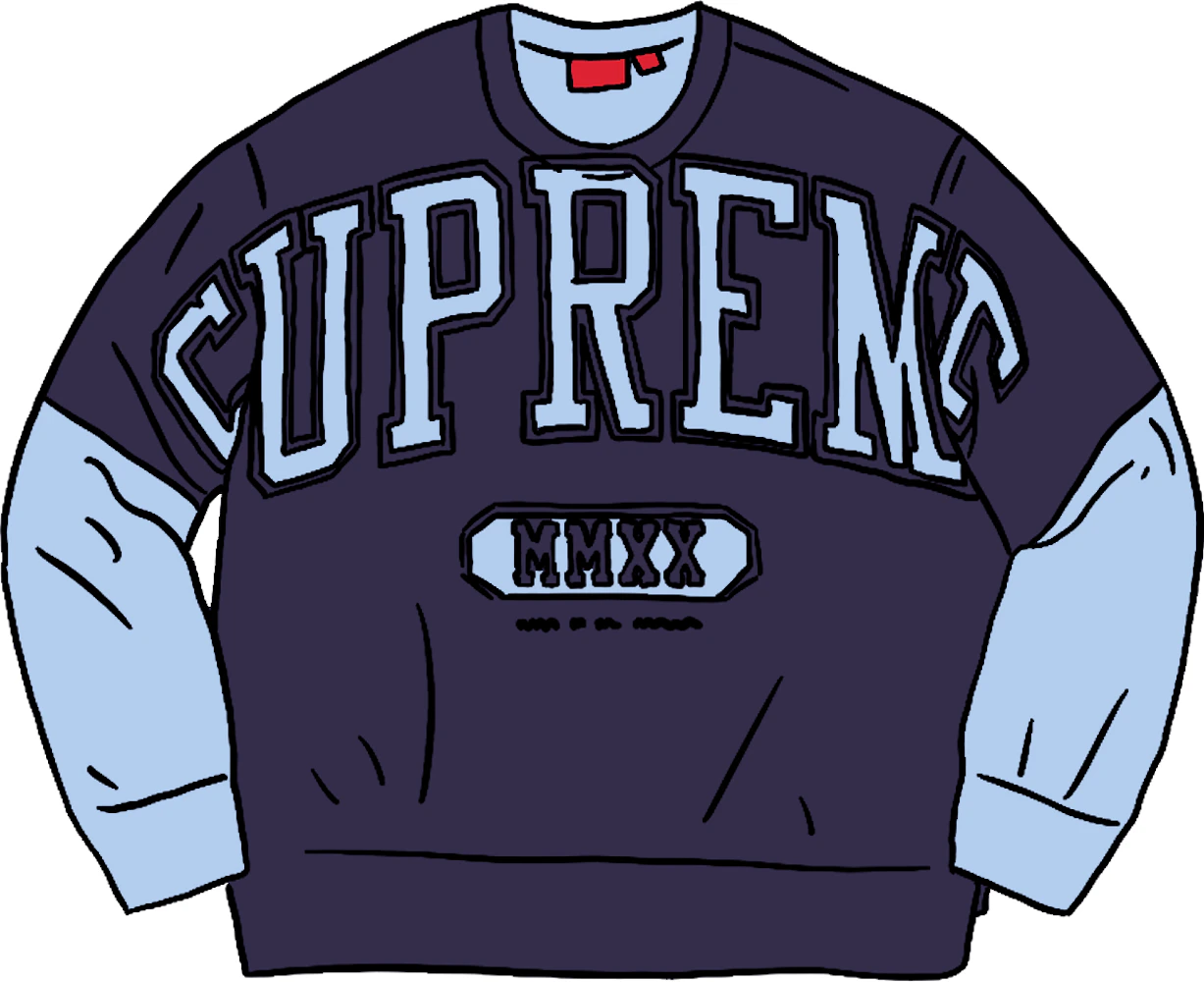 Supreme Overprint Crewneck Ice Blue