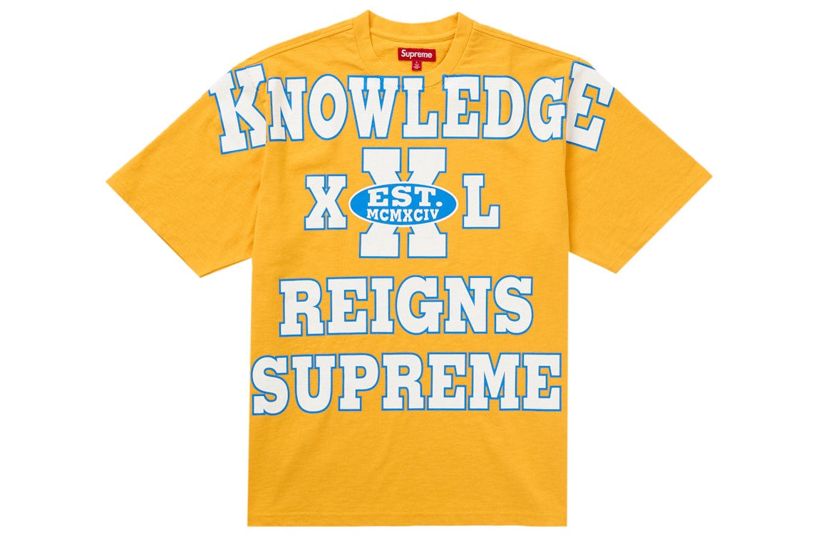 Pre-owned Supreme Overprint Knowledge S/s Top Gold