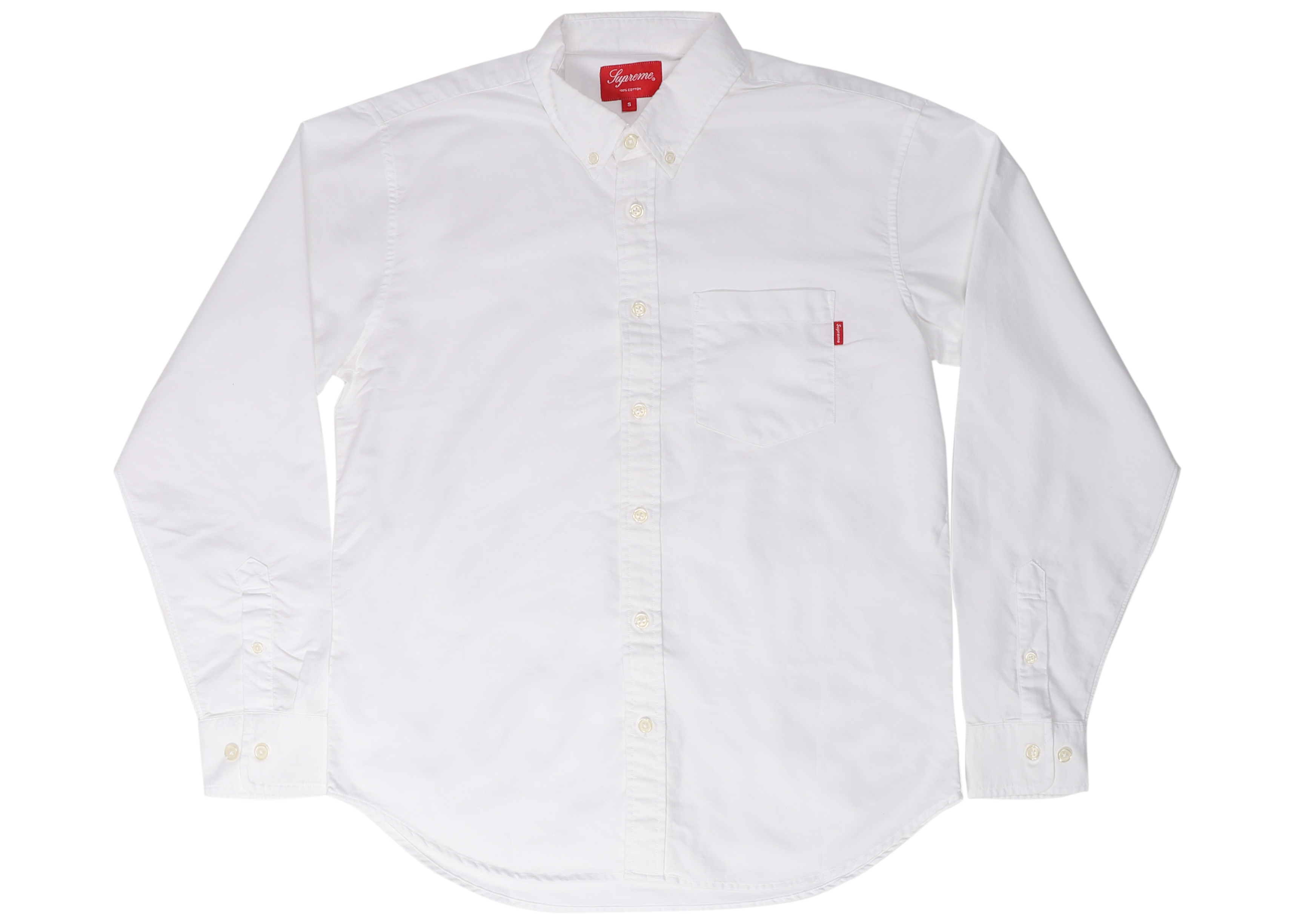 ポケット横にSupSupreme Oxford Shirt White Large 長袖シャツ 白