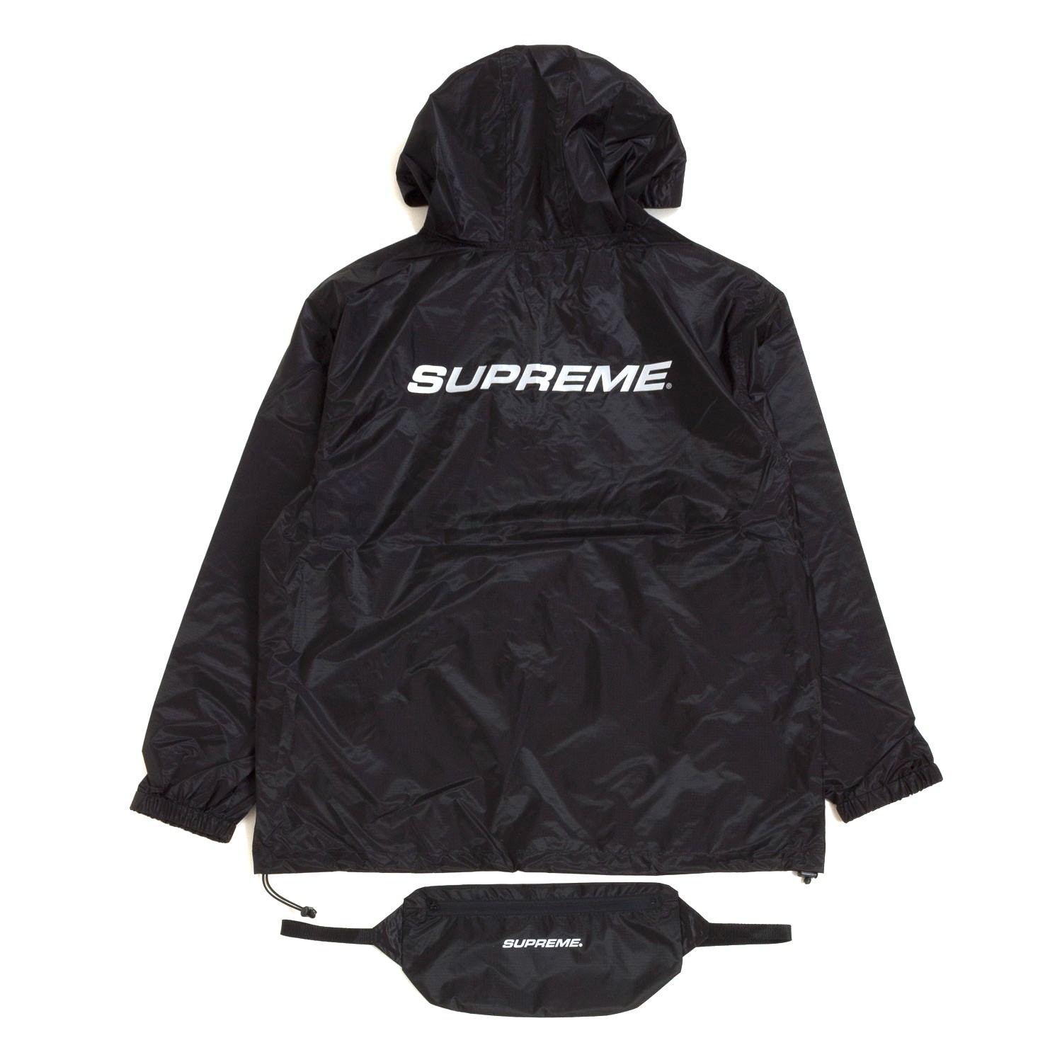 Supreme Packable Ripstop Pullover (With Packable Bag) Black