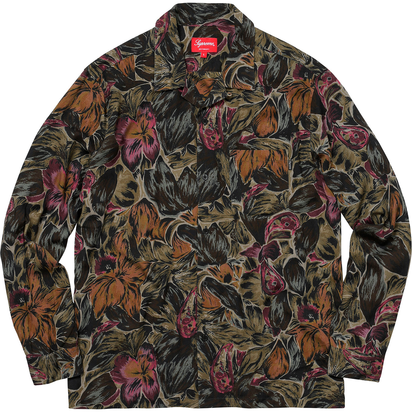 Supreme Painted Floral Rayon Shirt Olive Men's - FW17 - US