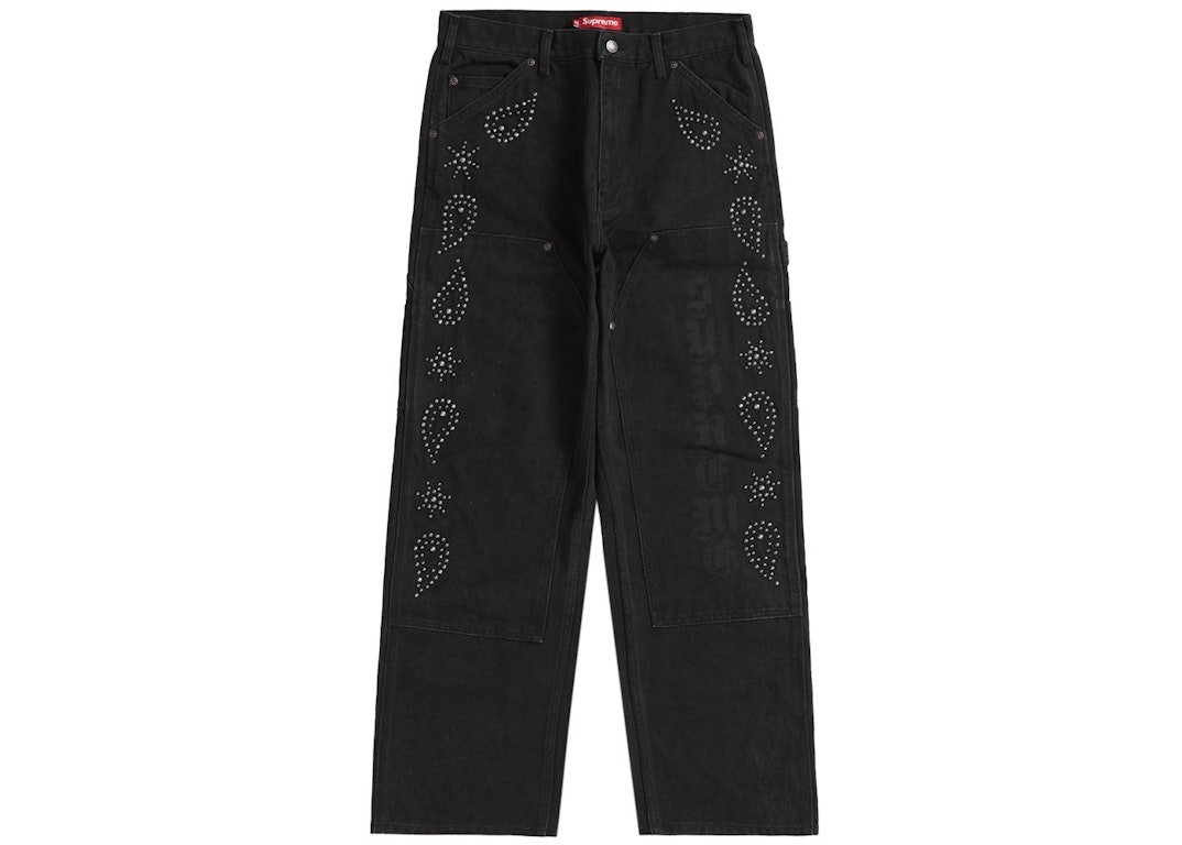 Pre-owned Supreme Paisley Studded Double Knee Painter Pant Black