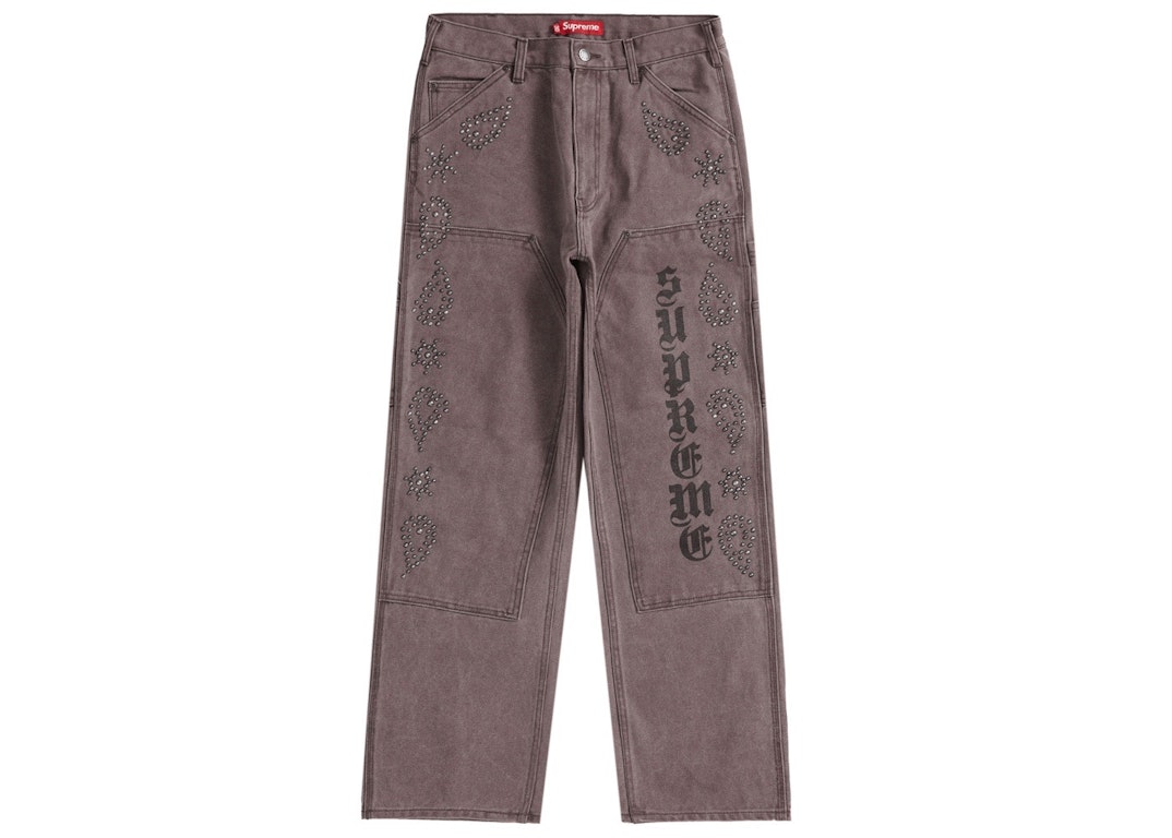 Pre-owned Supreme Paisley Studded Double Knee Painter Pant Brown