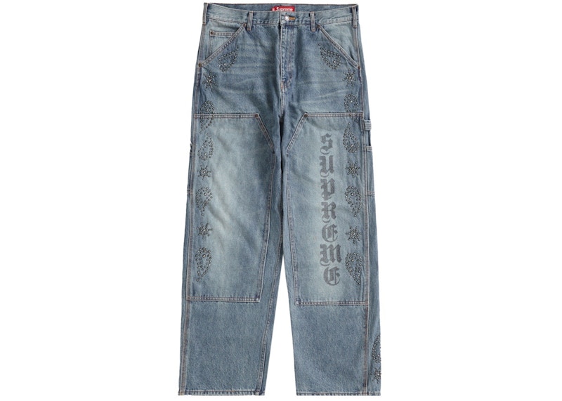 Supreme Paisley Studded Double Knee Painter Pant Washed Blue