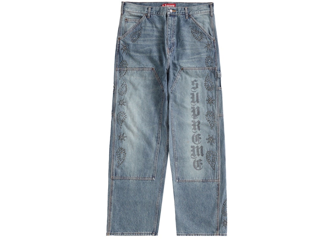 Pre-owned Supreme Paisley Studded Double Knee Painter Pant Washed Blue