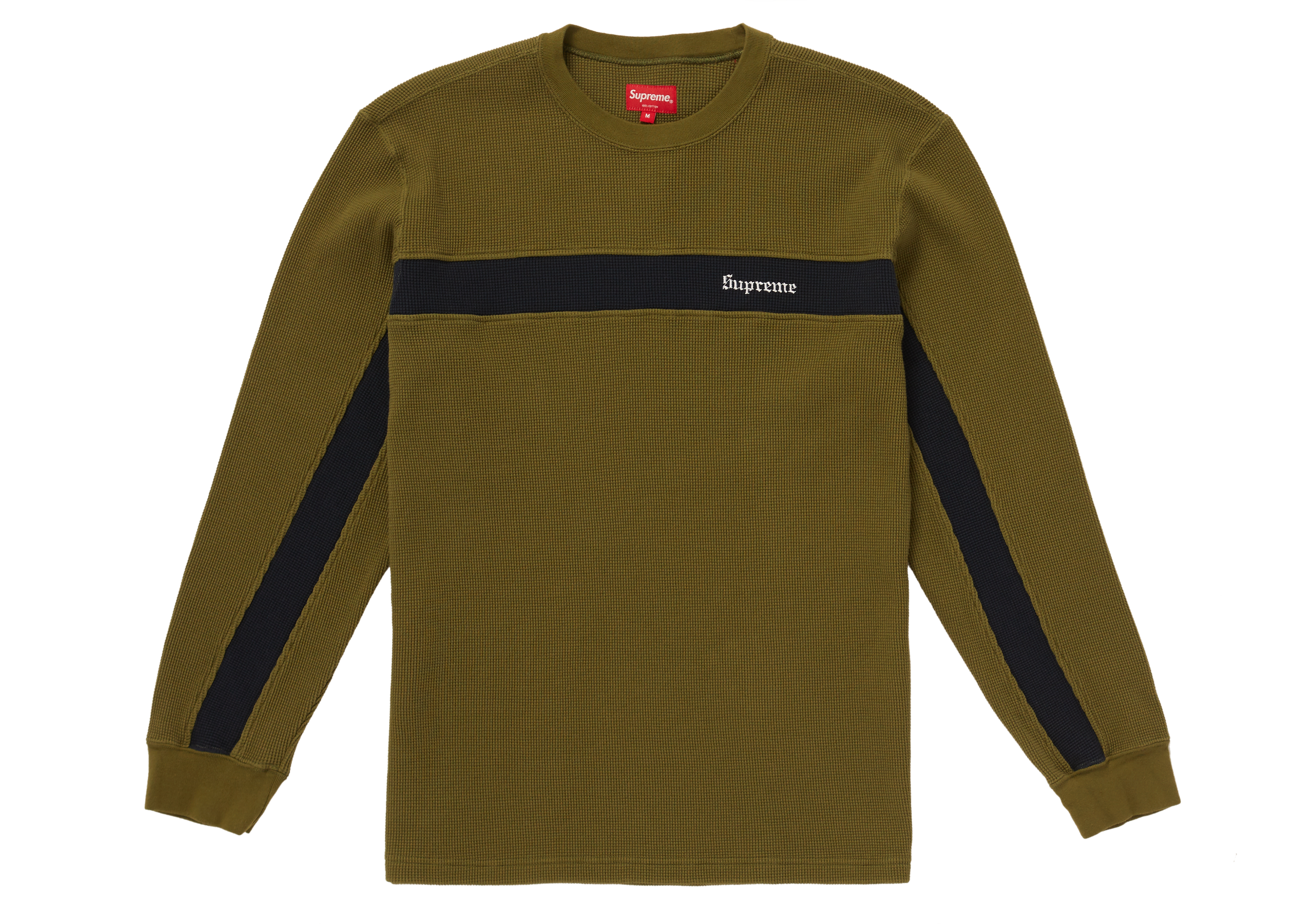 【格安特売】supreme Panel Stripe Waffle thermal Tシャツ/カットソー(七分/長袖)