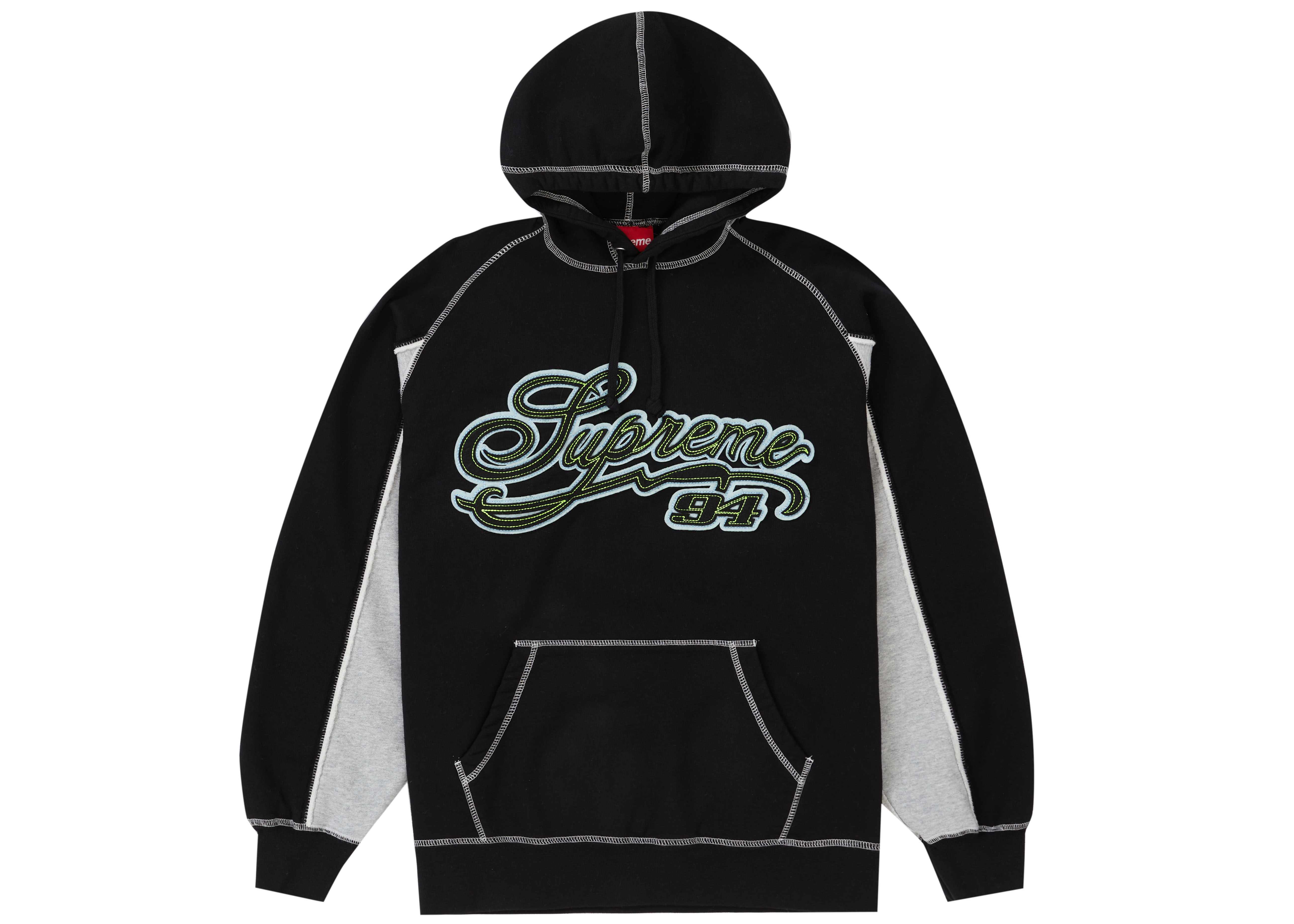 Supreme Paneled Script Hooded Sweatshirt Black メンズ - SS21 - JP