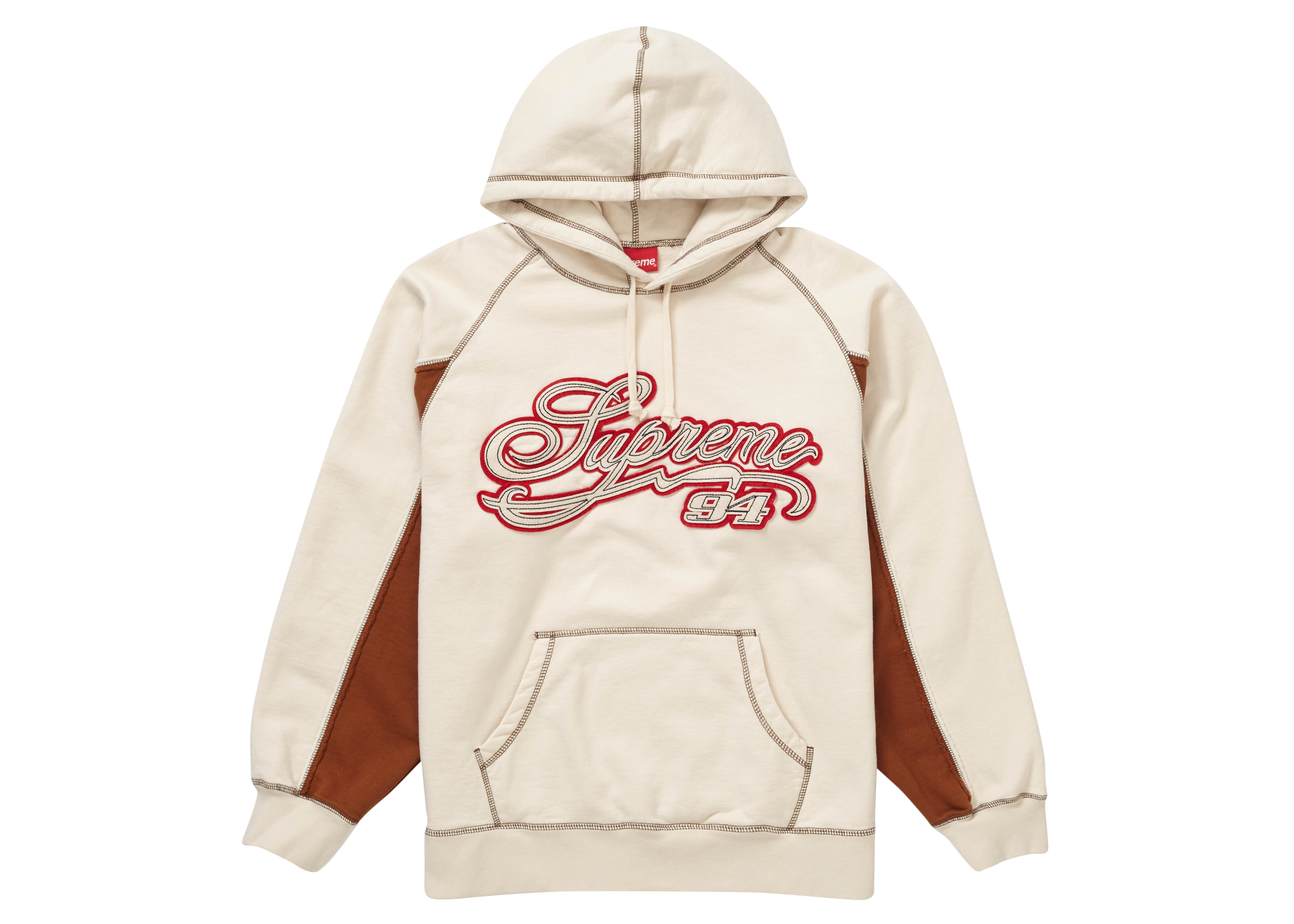Supreme Paneled Script Hooded Sweatshirt Natural - SS21 Hombre - MX