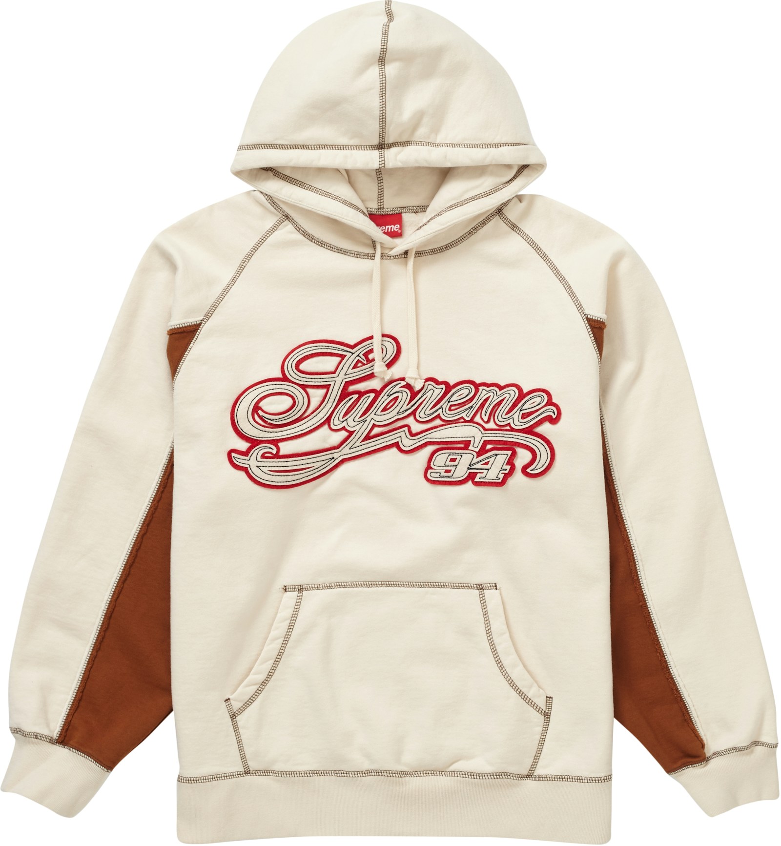 Supreme Paneled Script Hooded Sweatshirt Natural - SS21