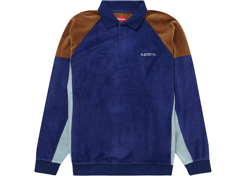 Supreme Floral Patchwork Velour L/S Polo Slate Men's - FW21 - US