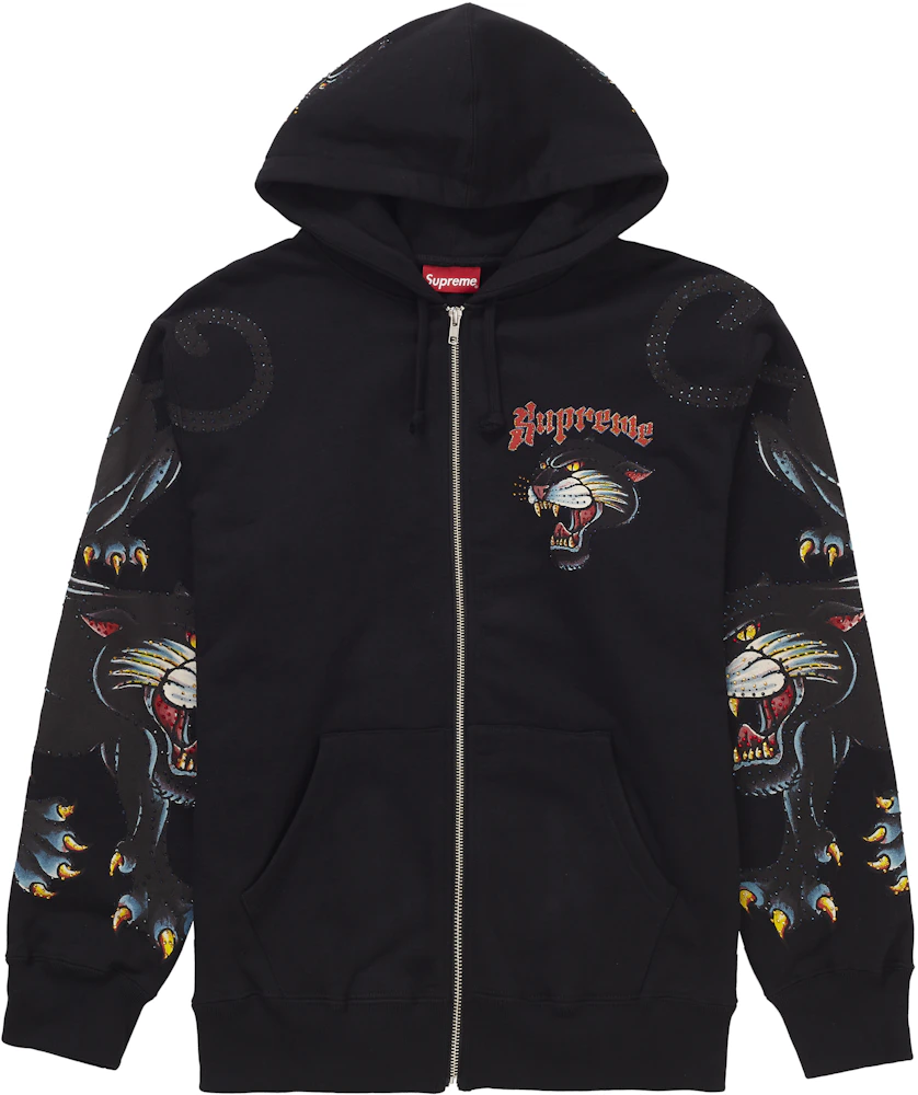 Supreme Panther Zip Up Hooded Sweatshirt Black Men's - SS21 - US