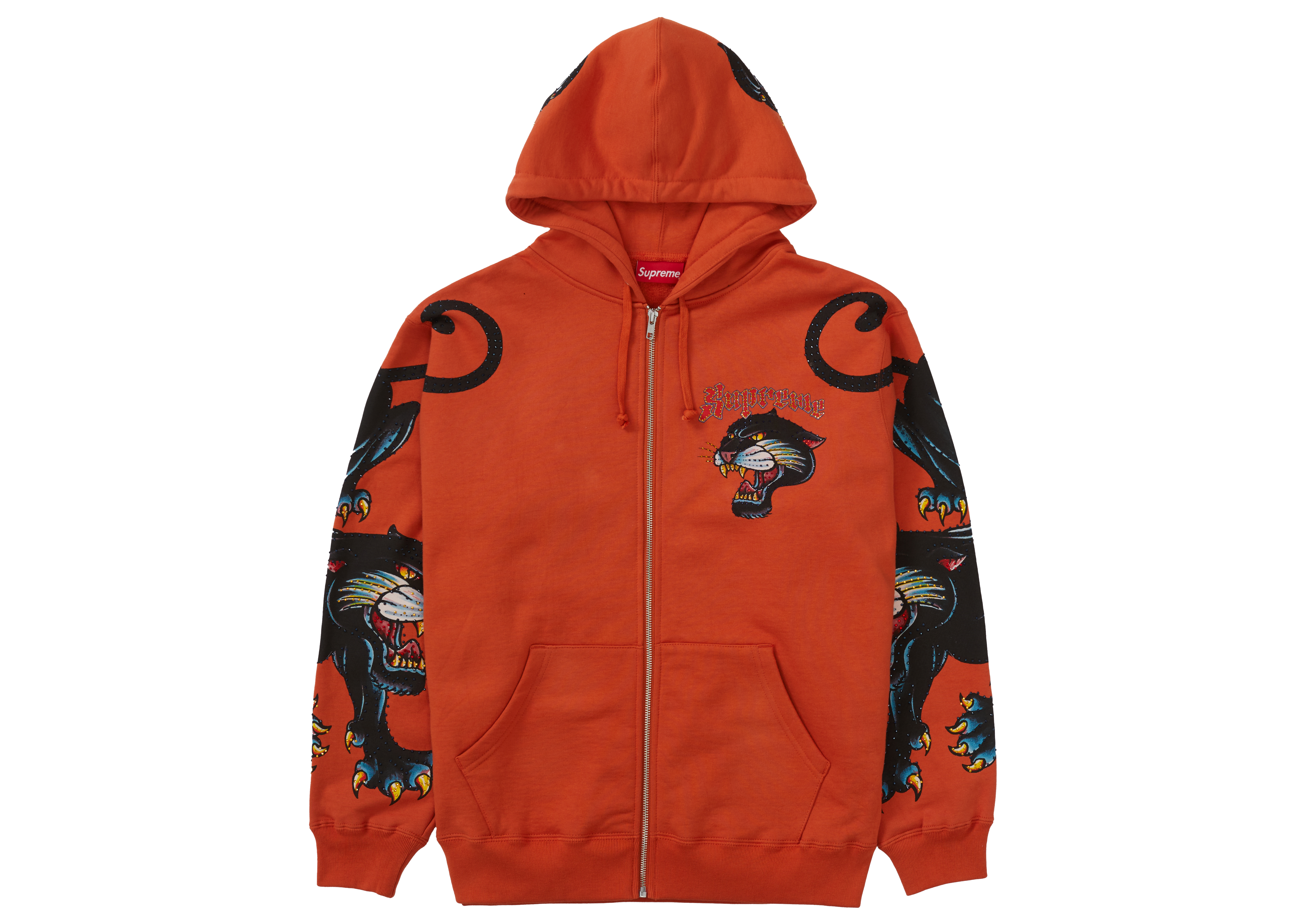 Supreme Panther Zip Up Hooded Sweatshirt Burnt Orange Men's - SS21 