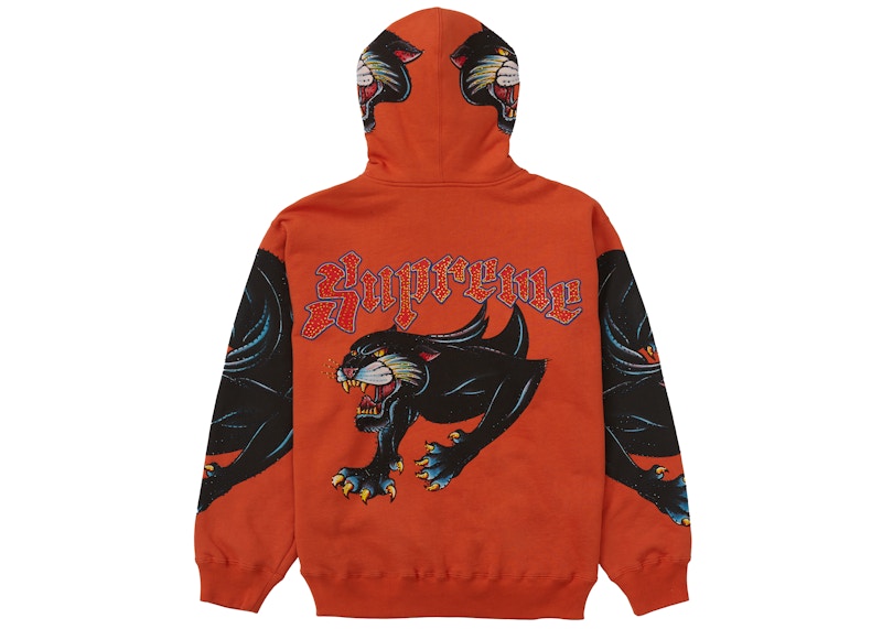 Supreme Panther Zip Up Hooded Sweatshirt Burnt Orange