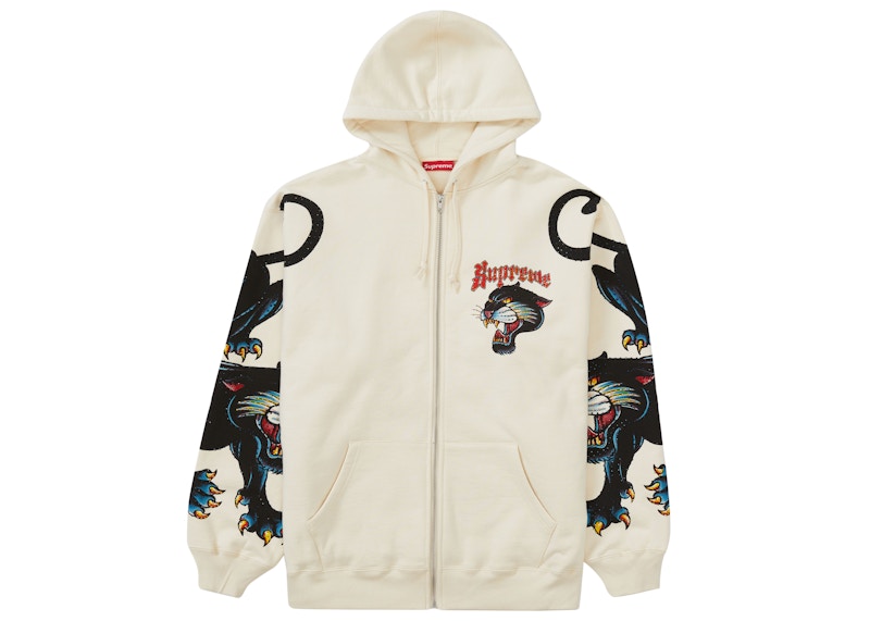 Supreme Panther Zip Up Hooded Sweatshirt Natural - SS21 Men's - US