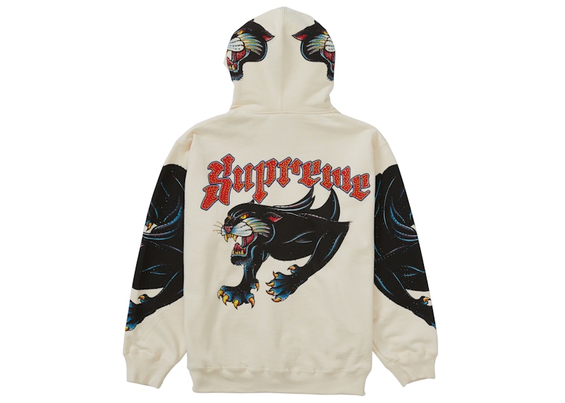 Supreme Panther Zip Up Hooded Sweatshirt Natural