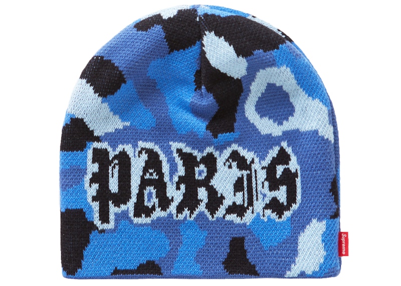 Supreme Paris Camo Beanie Blue Camo