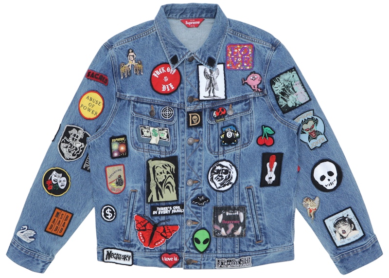 Supreme Patches Denim Trucker Jacket Blue Men's - SS18 - US