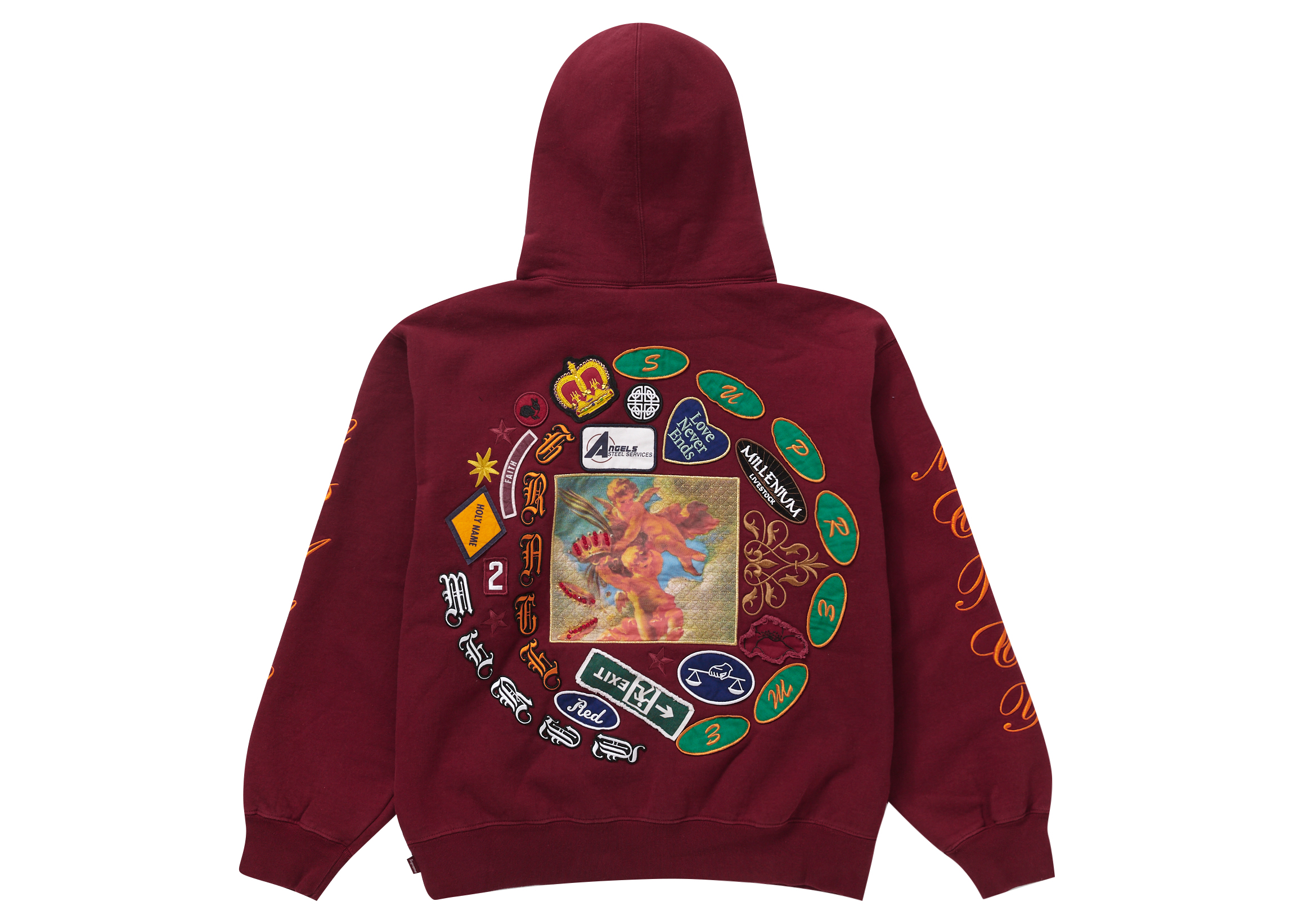 Supreme Patches Spiral Hooded Sweatshirt Cardinal メンズ - SS23