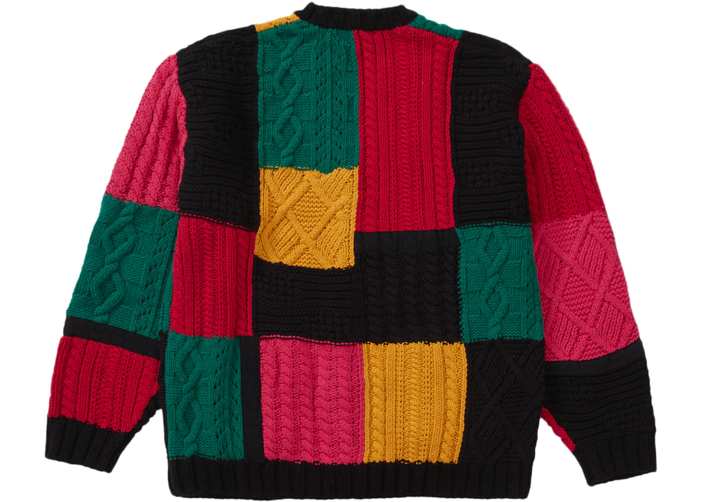 Supreme Patchwork Cable Knit Cardigan Black Men's FW23 US