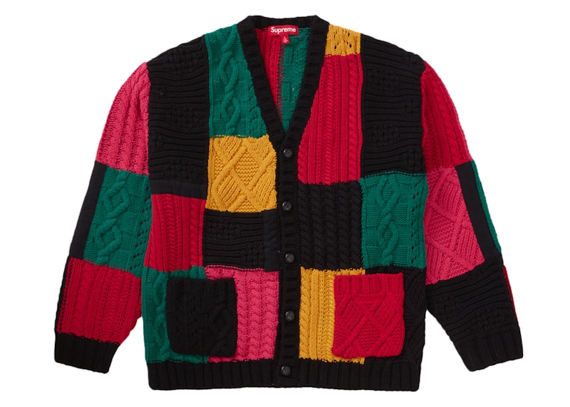 買取 安い supreme patchwork cable knit cardigan カーディガン