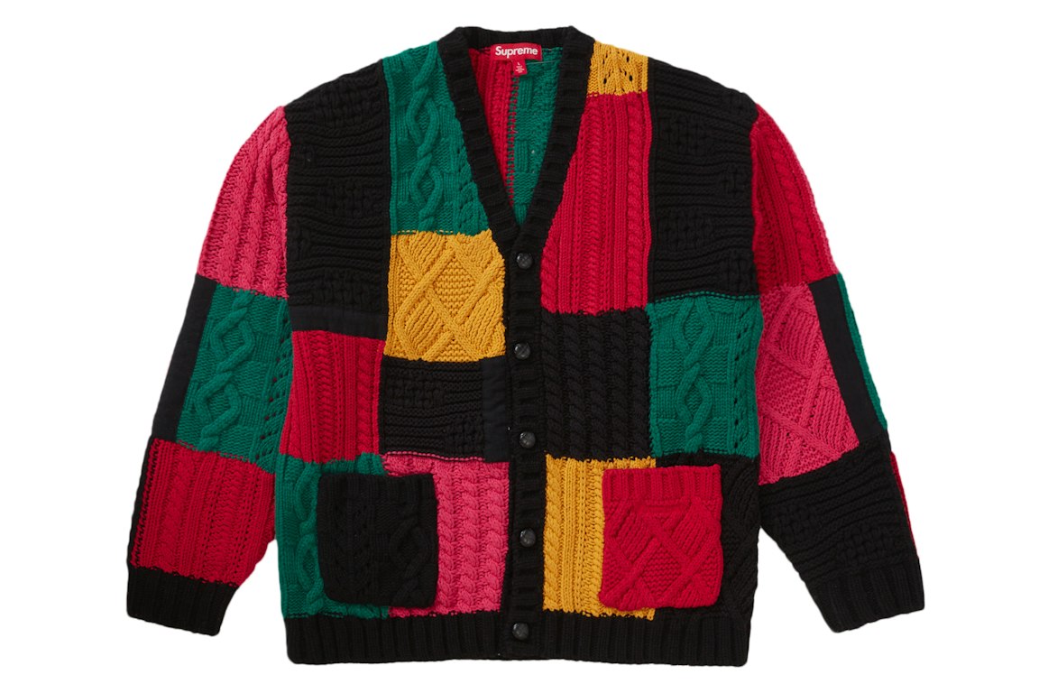 Pre-owned Supreme Patchwork Cable Knit Cardigan Black