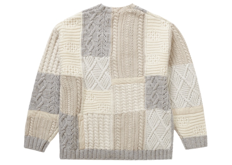 Supreme Patchwork Cable Knit Cardigan Ivory