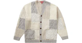 Supreme Patchwork Cable Knit Cardigan Ivory