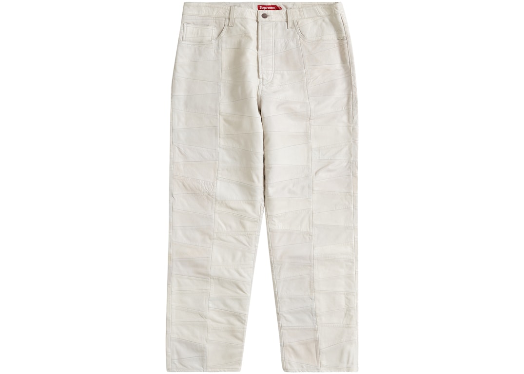 Pre-owned Supreme Patchwork Leather 5-pocket Jean White