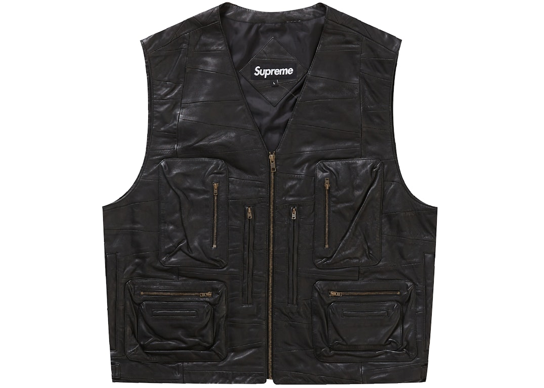 Pre-owned Supreme Patchwork Leather Cargo Vest Black