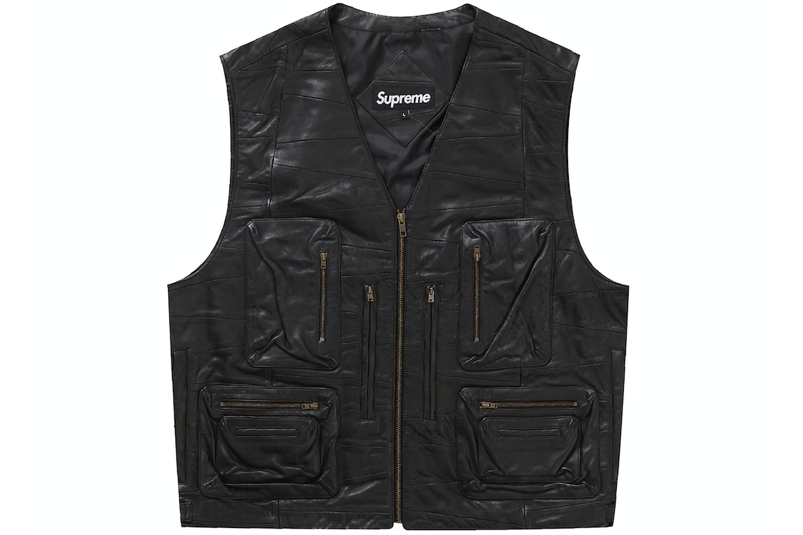 Pre-owned Supreme Patchwork Leather Cargo Vest Black