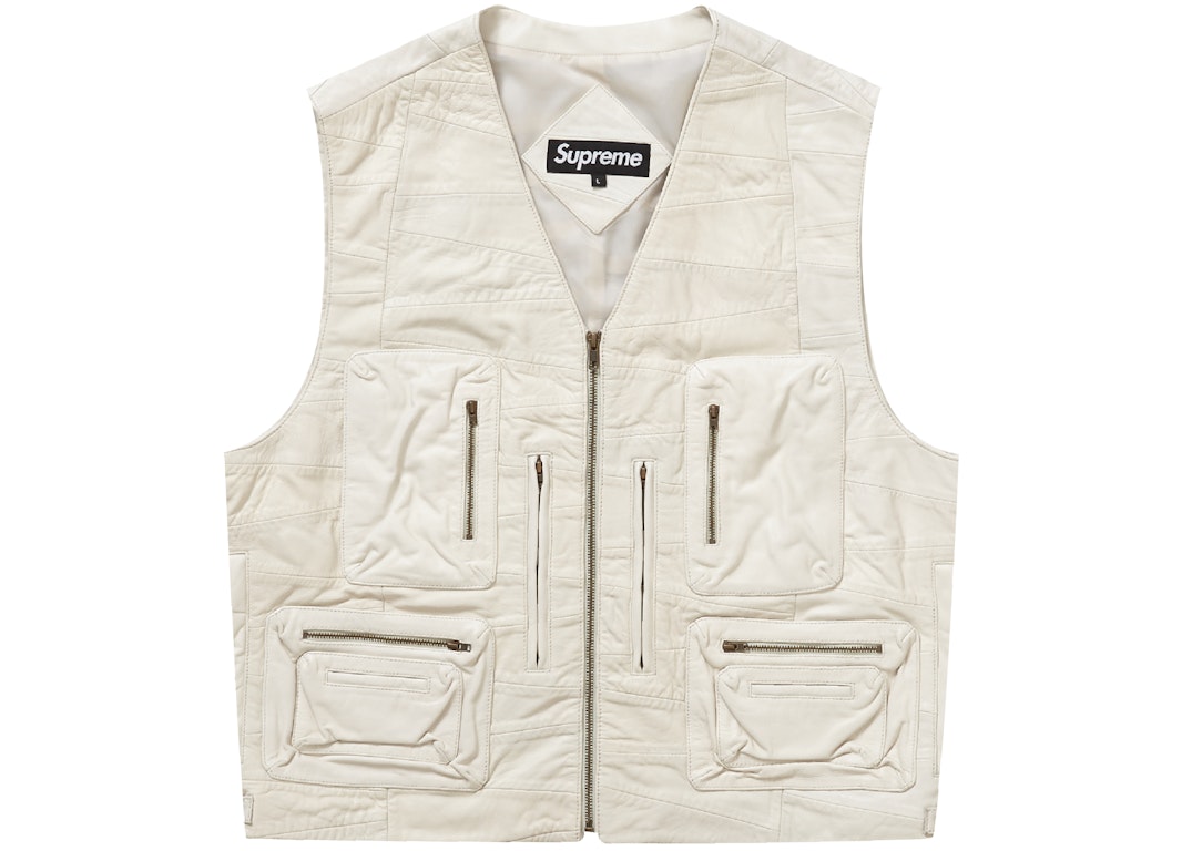 Pre-owned Supreme Patchwork Leather Cargo Vest White