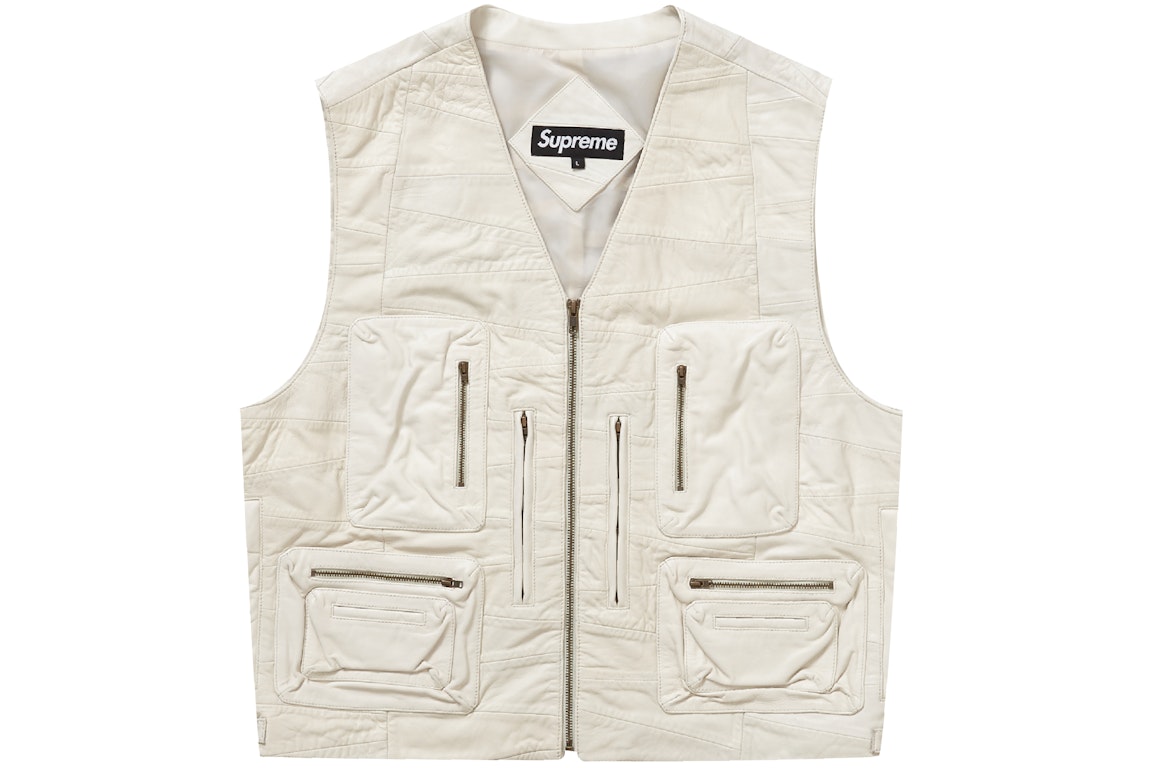 Pre-owned Supreme Patchwork Leather Cargo Vest White