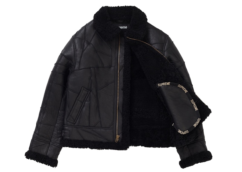 Supreme Patchwork Shearling B-3 Jacket Black Men's - FW18 - GB