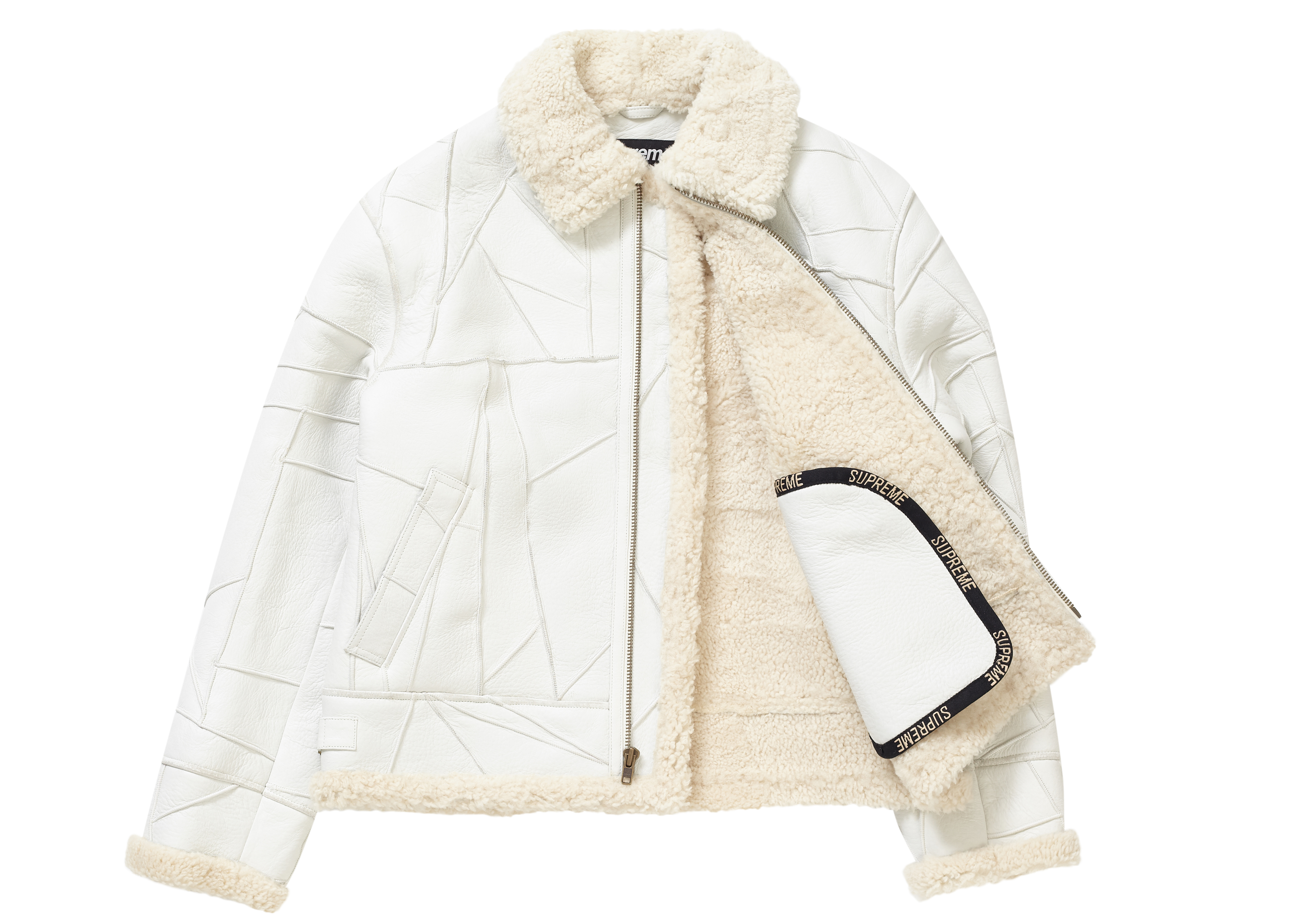 Supreme Patchwork Shearling B-3 Jacket White Men's - FW18 - US