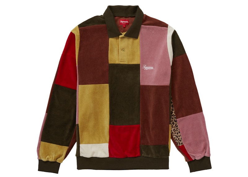 Supreme Patchwork Velour L/S Polo Dark Olive - FW20 Men's - US