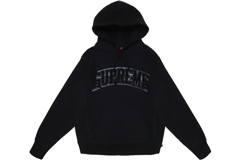 Supreme Patent/Chenille Arc Logo Hooded Sweatshirt Black