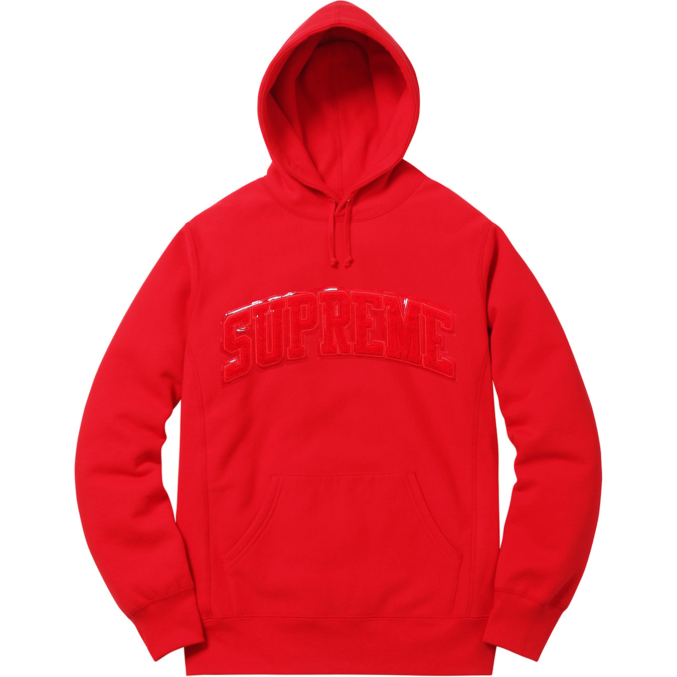 Supreme Patent/Chenille Arc Logo Hooded Sweatshirt Red