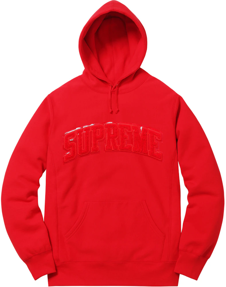 Supreme Arc Logo Hoodie Large Red Chenille SS17 Hoode… - Gem